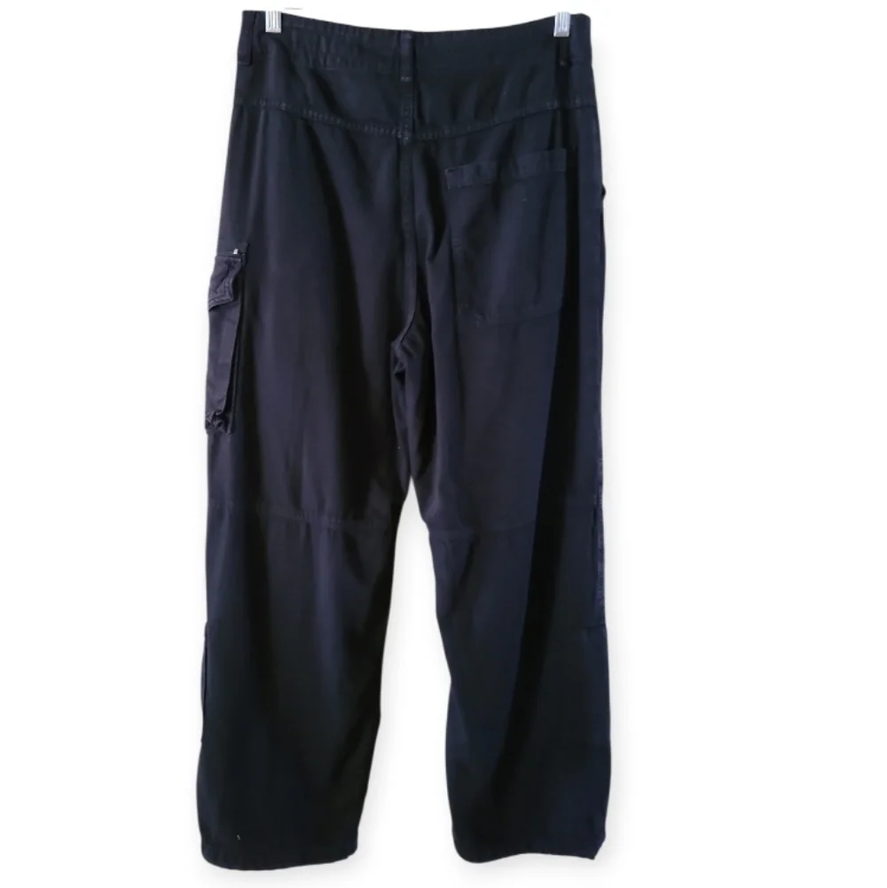 Rag & Bone Women's Modern Cargo Organic Cotton Pants Black Wide Leg